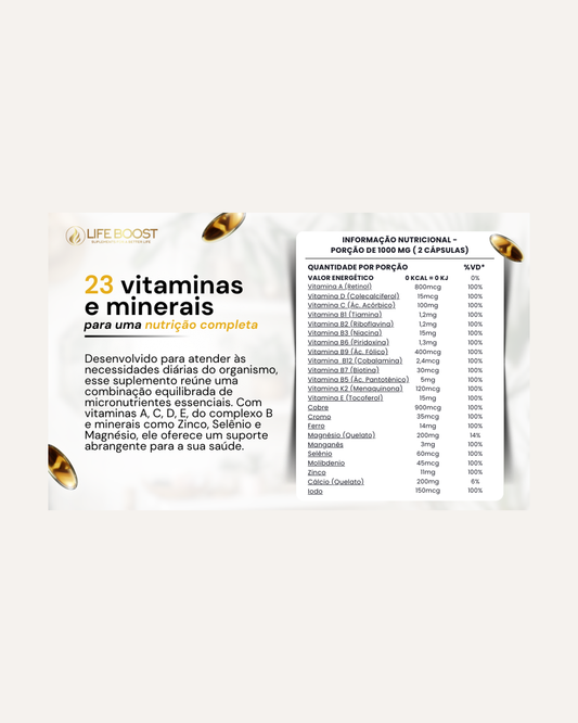 Multivitaminico e Minerais Life Boost - 60 Capsulas