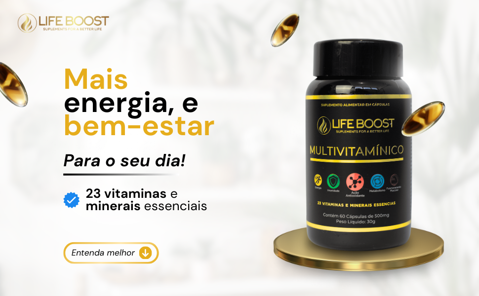 Multivitaminico e Minerais Life Boost - 60 Capsulas