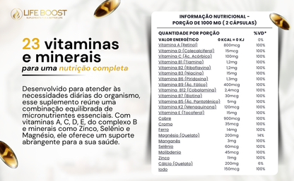 Multivitaminico e Minerais Life Boost - 60 Capsulas
