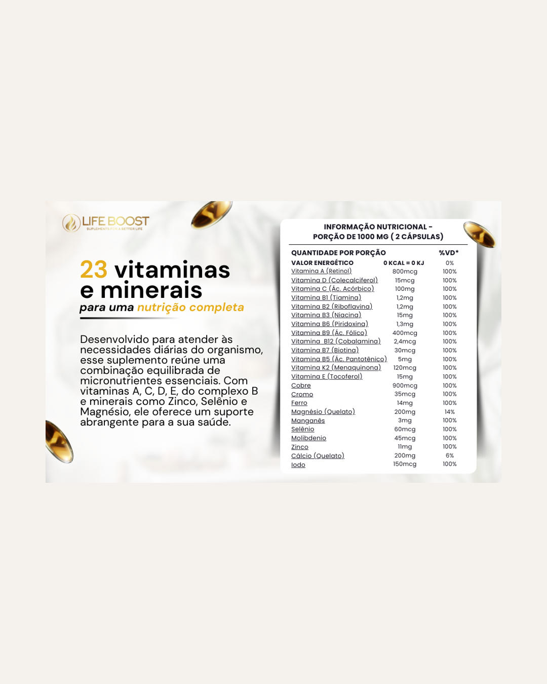 Multivitaminico e Minerais Life Boost - 60 Capsulas
